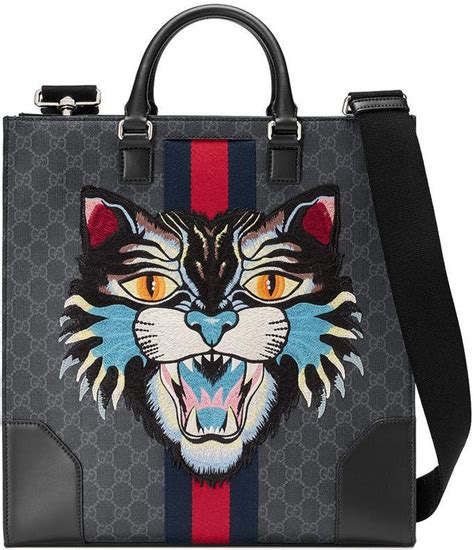 gucci gg supreme tote with embroidered angry cat|Gucci gg ophidia.